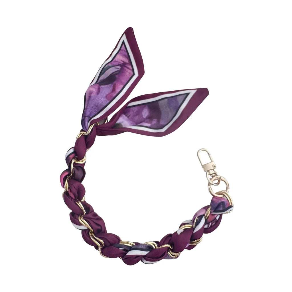 Purple Trim Clear Purse with Purple Scarf Chain
