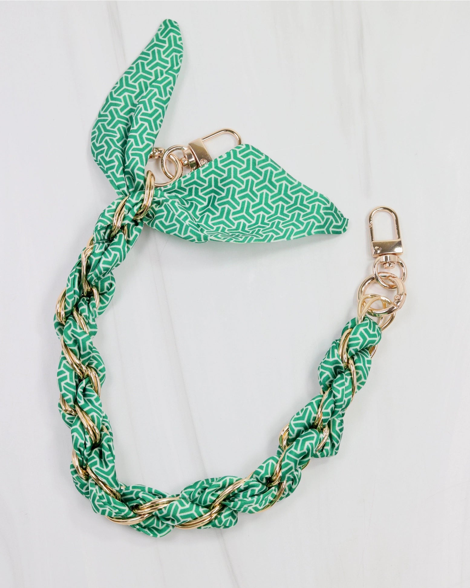 Black Trim Clear Purse with Green Scarf Chain