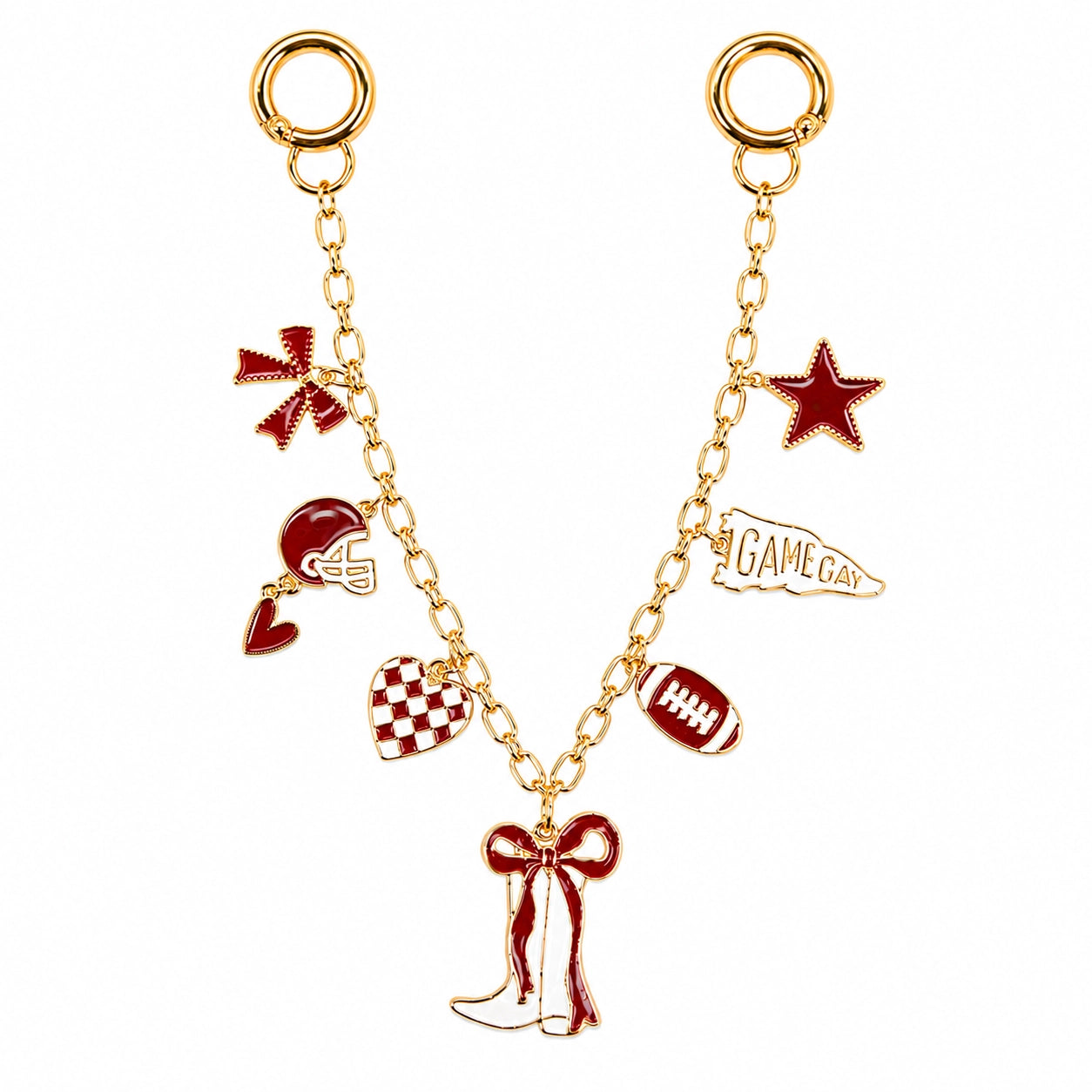 Clear Purse with Navy Trim + Deep Red Gameday Charm Chain