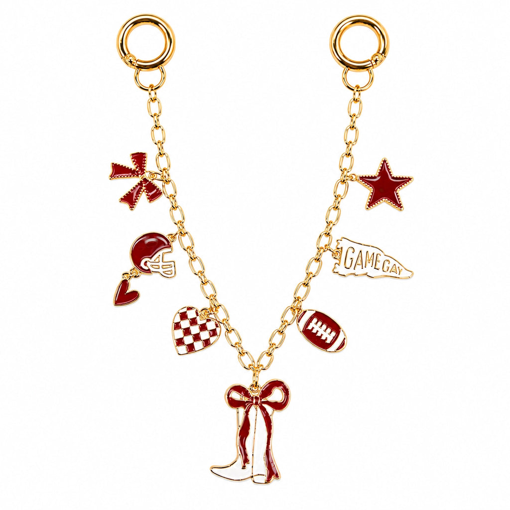 Clear Purse with Red Trim + Burgundy Gameday Charm Chain