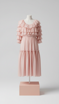 Pink Ruffled Midi Dress