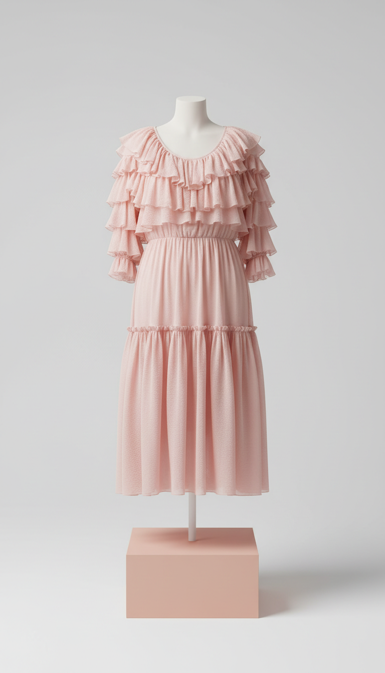 Pink Ruffled Midi Dress