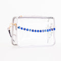 Clear Purse with Silver Trim + Navy Resin Bead Bag Chain