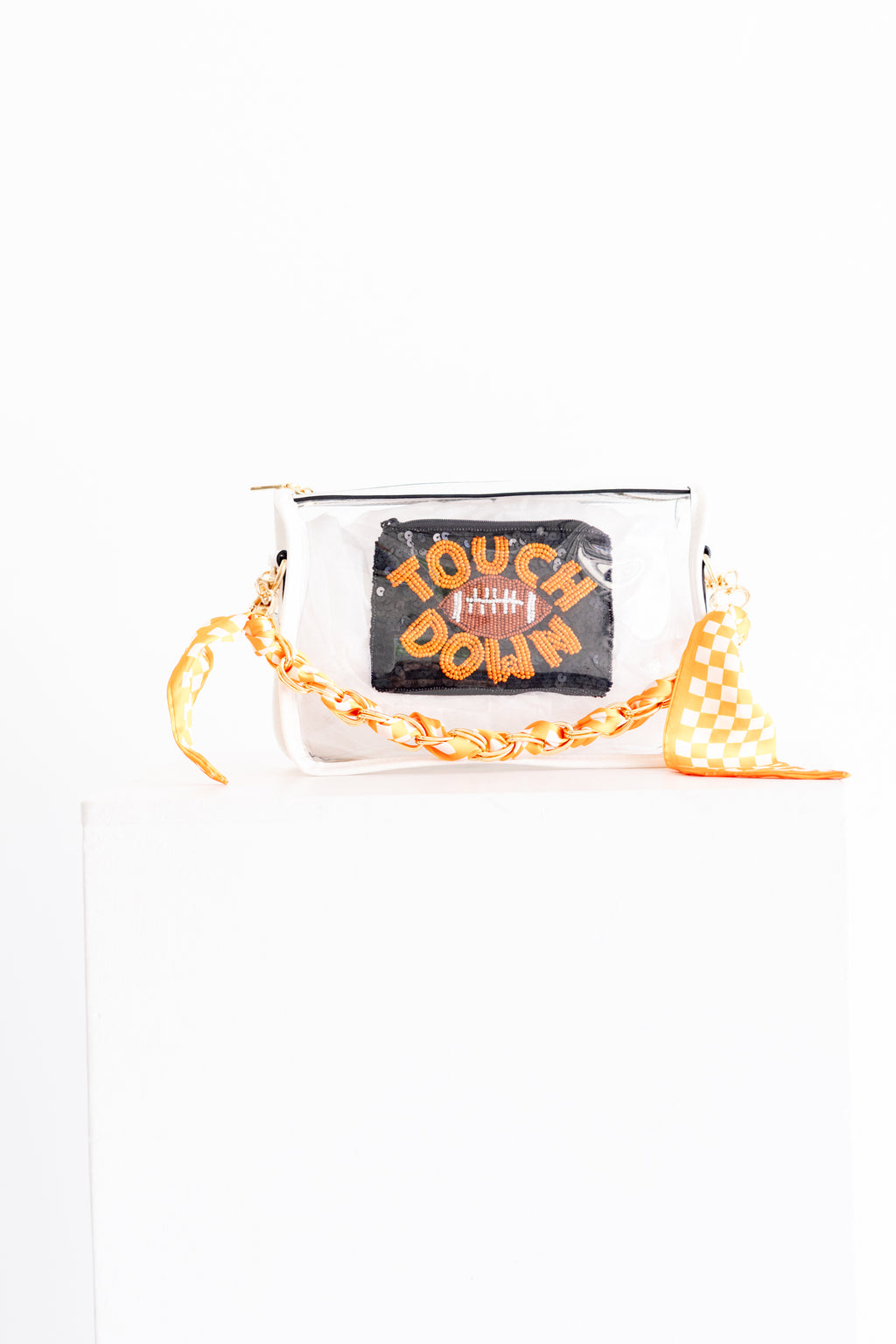 Black & Orange “Touchdown” Beaded Sequin Coin Pouch