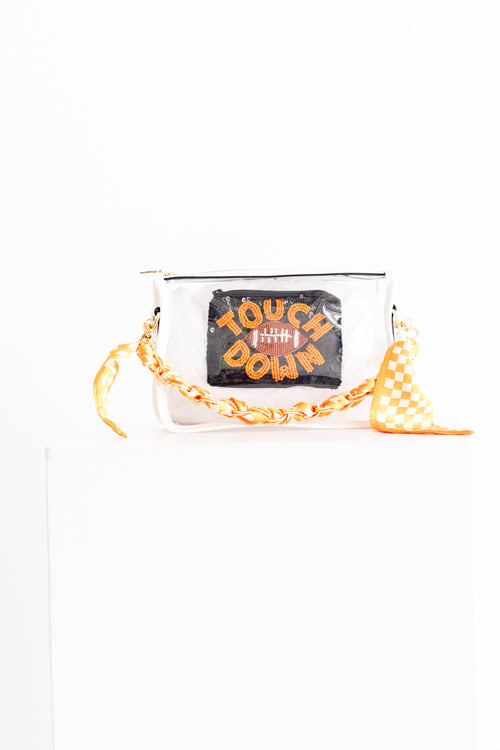 Black & Orange “Touchdown” Beaded Sequin Coin Pouch