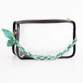Black Trim Clear Purse with Green Scarf Chain