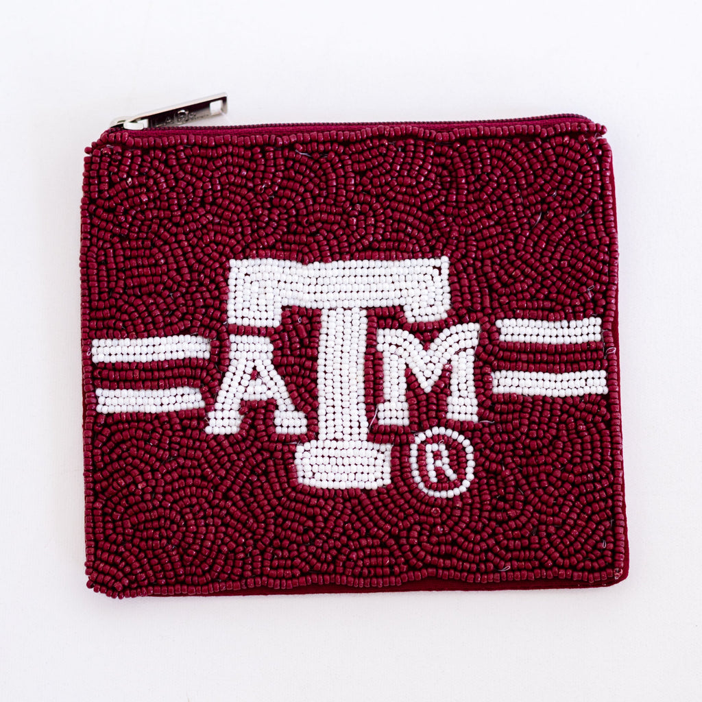Texas A&M Beaded Coin Pouch