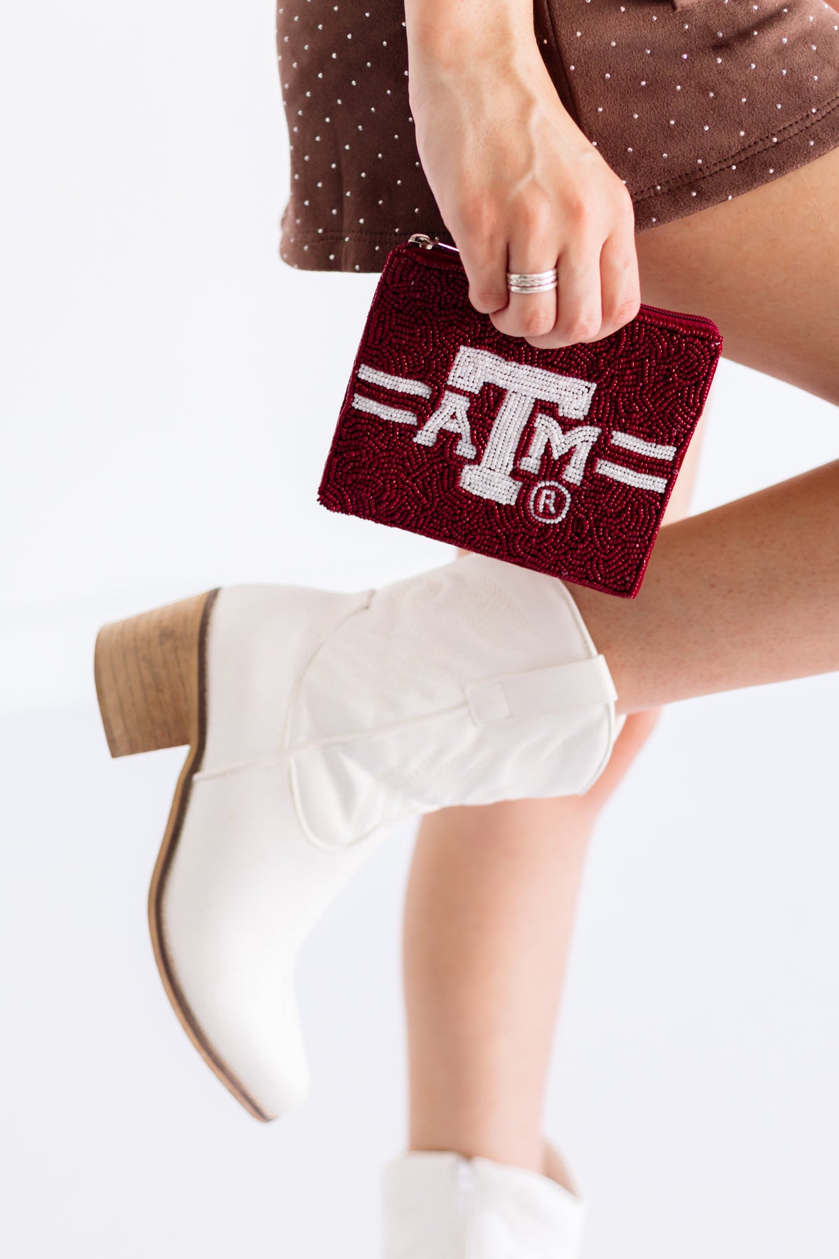 Texas A&M Beaded Coin Pouch
