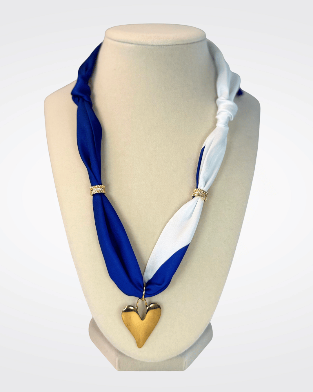 Blue & White Heart Scarf Necklace