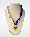 Purple & White Heart Scarf Necklace