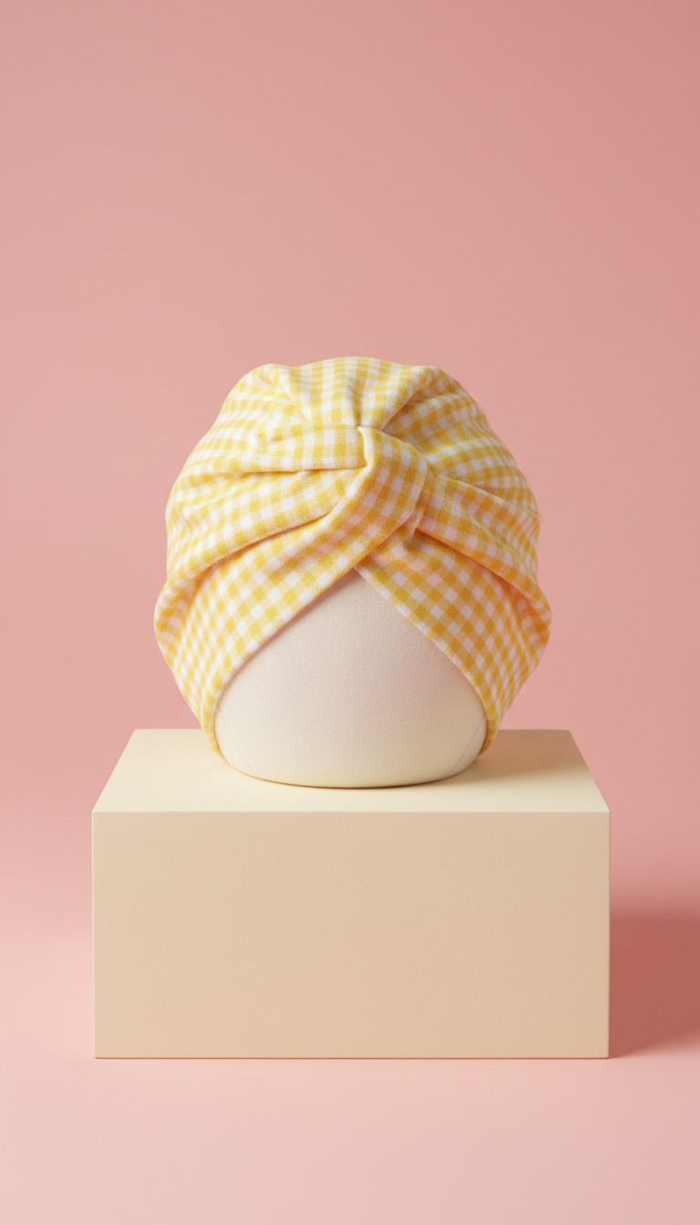 Sunshine Yellow Gingham Hair Scarf