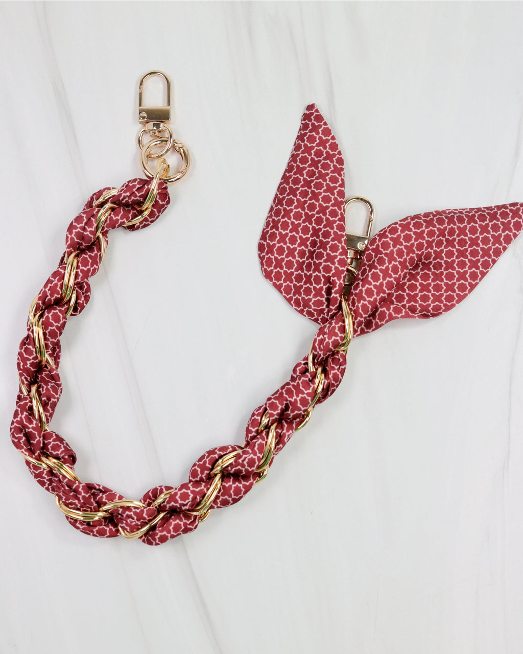 Clear Purse with Burgundy Trim + Burgundy Scarf Chain