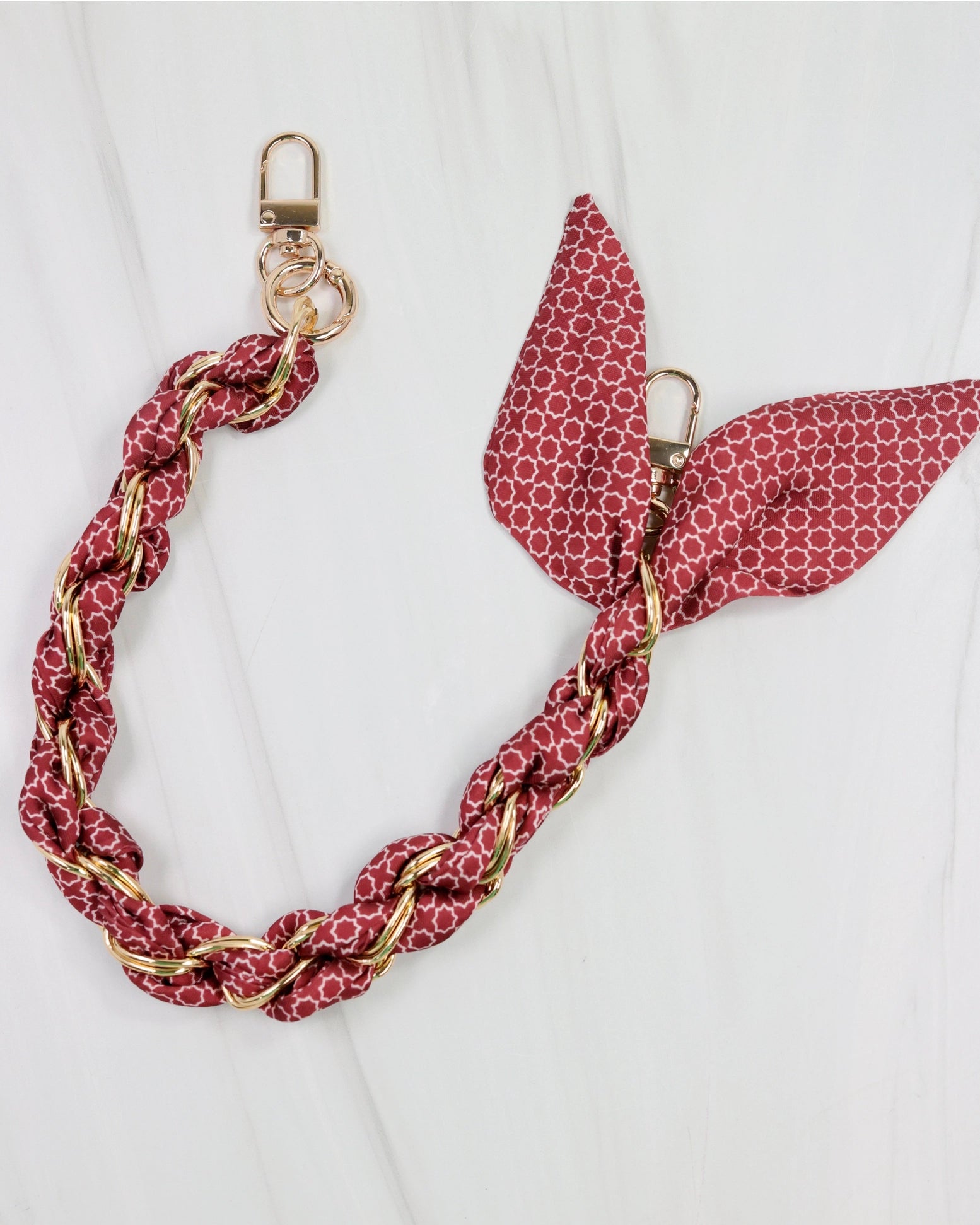 Clear Purse with Burgundy Trim + Burgundy Scarf Chain